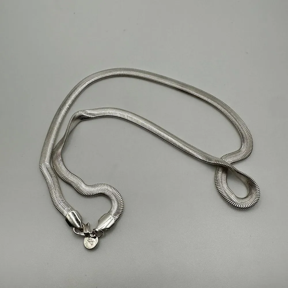 NWOT Silver‎ plated, 19” snake bone chain, 7mm thick